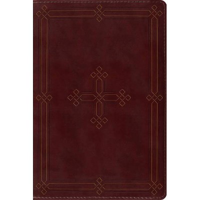 ESV Study Bible, Personal Size (Trutone, Crimson, Engraved Cross Design) - (Leather Bound)