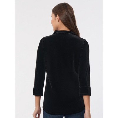 Jones New York Velour Pop-Over Collar Top