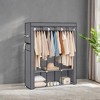 Portable Wardrobe Closet Organizer Large Capacity with Fabric Cover Hanging Rods and Shelves for Bedroom Heavy Duty Clothes Rack - 4 of 4