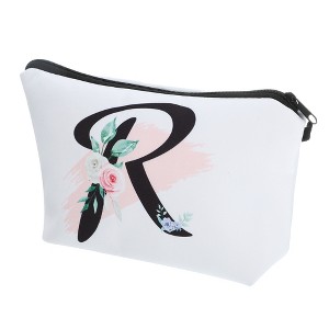Unique Bargains Large Capacity Zipper Personalized Small Makeup Bag White - 1 of 4