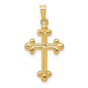 Black Bow Jewelry 14k Yellow or White Gold Small Budded Cross Pendant, 14 x 27mm - 1 of 4