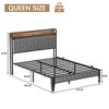 CuisinSmart Bed Frame with Storage Headboard, LED Platform Bed Frame with Charging Station, No Spring Box Need, Easy Assembly, Grey - 2 of 4