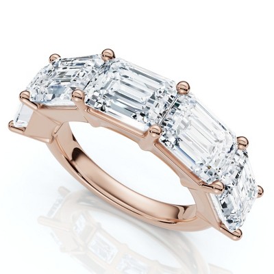 Pompeii3 5.10Ct Emerald Cut Diamond 5 Stone Wedding Anniversary Ring 14k Gold Lab Created