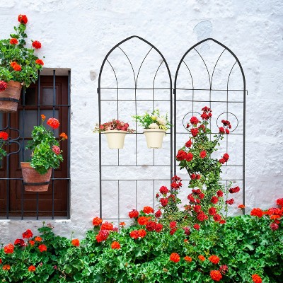Lorna 2 Pack 78.7"x19.7" Metal Garden Trelli, Tiered Planters for Climbing Plants,  Outdoor Furniture Near Me - The Pop Home