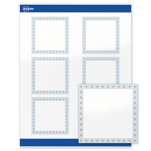 Avery 3" x 3" Labels, Gold Dots with Blue Border, 60 ct - 1 of 4