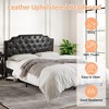 King Bed Frame,PU Leather Upholstered Platform with Tufted Headboard, Diamond Buckle&Copper Rivet Decor,Strong Wooden Slats Support,Under Bed Storage - 2 of 4
