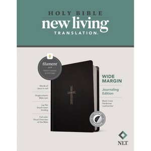 NLT Wide Margin Bible, Filament Enabled (Hardcover Leatherlike, Black Cross, Indexed, Red Letter) - (Leather Bound) - 1 of 1