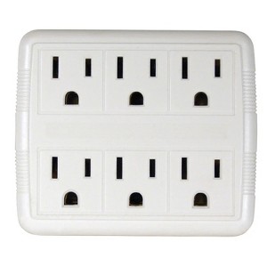 Prime Wire and Cable 6-Outlet Direct Plug-in Wall Tap, White, PB801011 - 1 of 4