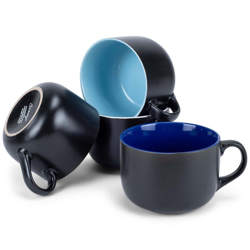 Elanze Designs Large Color Pop 24 ounce Ceramic Jumbo Soup Mugs Set of 4, Blue Green White, 1 of 6