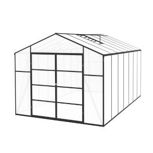 Gulches 10x14FT Walk in Polycarbonate Greenhouse Windproof Aluminum Heavy Duty Drainage All Season Outdoor Backyard - 1 of 4