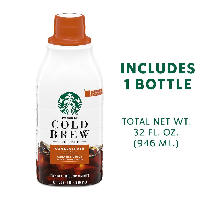 Starbucks Cold Brew Coffee &#8212; Caramel Dolce Flavored &#8212; Multi-Serve Concentrate &#8212; 1 bottle (32 fl oz.), 4 of 9