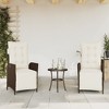 vidaXL Reclining Garden Chair Set of 2 Brown PE Rattan Standard - 2 of 4