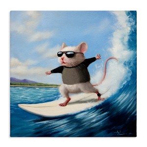 Stupell Industries Cool Surfer Mouse Blue Ocean Waves, 24" x 24" - 1 of 4