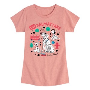 Girls' - 101 Dalmatians - Collage of Dalmatian Family Fitted Short Sleeve Graphic T-Shirt - 1 of 3