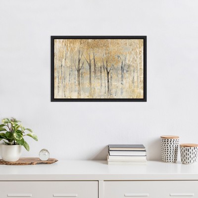 Seasons End Gold Abstract Framed Canvas Wall Art