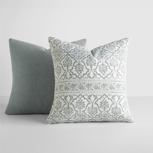 2-pack Cotton Slub Navy Distressed Floral Throw Pillows And Pillow Inserts  Set - Becky Cameron, Distressed Floral Navy : Target