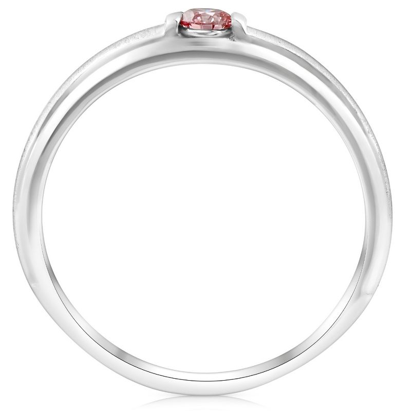 Pompeii3 Mens Brushed Pink Diamond Lab Created Wedding Brushed Anniversary Ring White Gold, 3 of 5