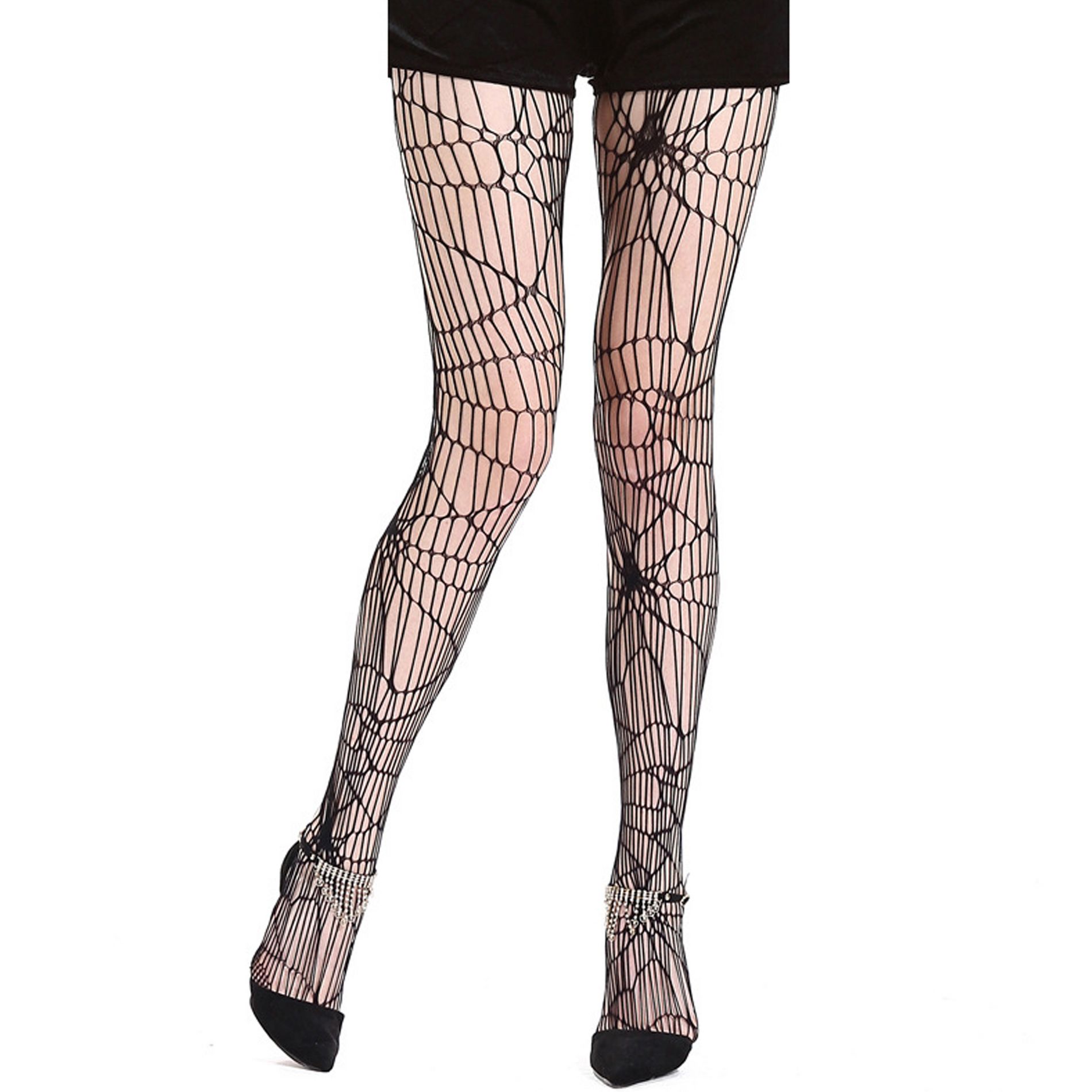 BABYYER Women Tights, Spider Web Fishnet Tights, Halloween Black Lace Thigh Pantyhose, Breathable, Comfortable and Elastic
