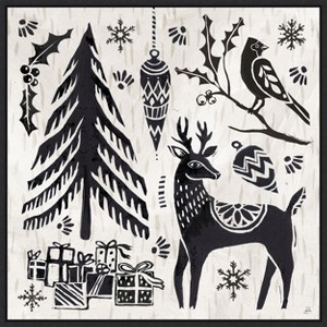 Amanti Art Woodcut Christmas V by Daphne Brissonnet Canvas Wall Art Print Framed 22 x 22-in. - 1 of 4