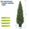 2 Pack Artificial Cedar Topiary Trees Outdoor - UV Resistant Fake Potted Plants, Wedding Decor - 2 of 4