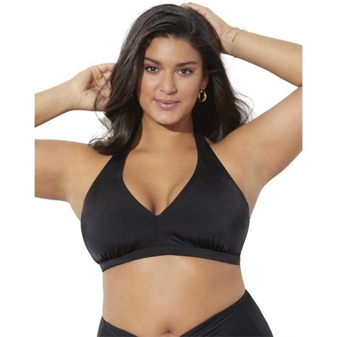 Swimsuits For All Women s Plus Size Diva Halter Bikini Top 8 Jet Black Target