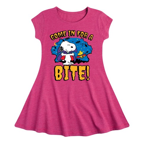 Girls' - Peanuts -  Fit & Flair Cap Sleeve Dress - image 1 of 3