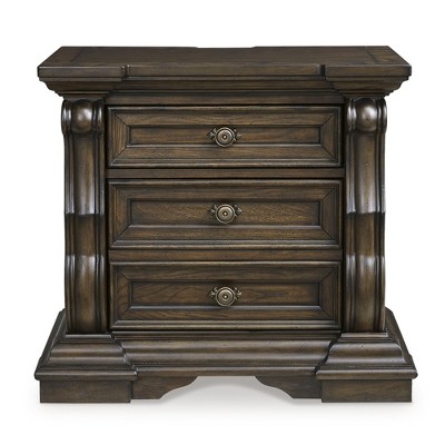 Maylee Traditional Brown 2-Drawer Nightstand with USB Ports
