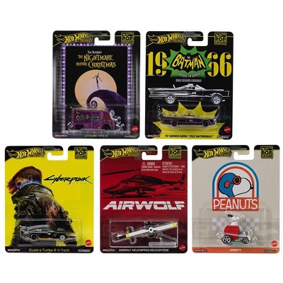 "Pop Culture 2025" 5 piece Set M "Premium Series" Diecast Model Cars by Hot Wheels