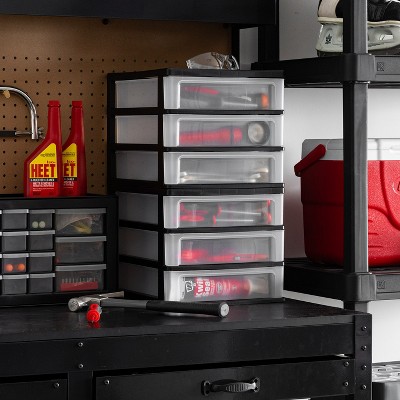 Small Black Plastic 3-Drawer Stackable Desktop Organizer