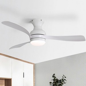 52'' Ceiling Fans with Lights and Remote Low Profile Ceiling Fan Dimmable LED Quiet DC Motor Flush Mount Ceiling Fan for Indoor Outdoor Bedroom Patio - 1 of 4