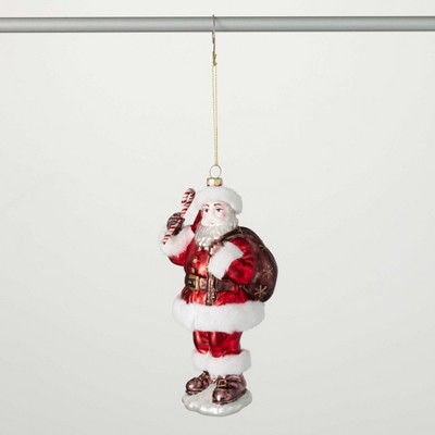 8"H Sullivans Christmas Candy Cane Santa Ornament  Red-White