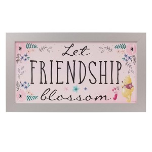Silver Buffalo Disney Winnie The Pooh "Let Frendship Blossom" 10 x 18 Inch Framed MDF Wall Art - 1 of 4
