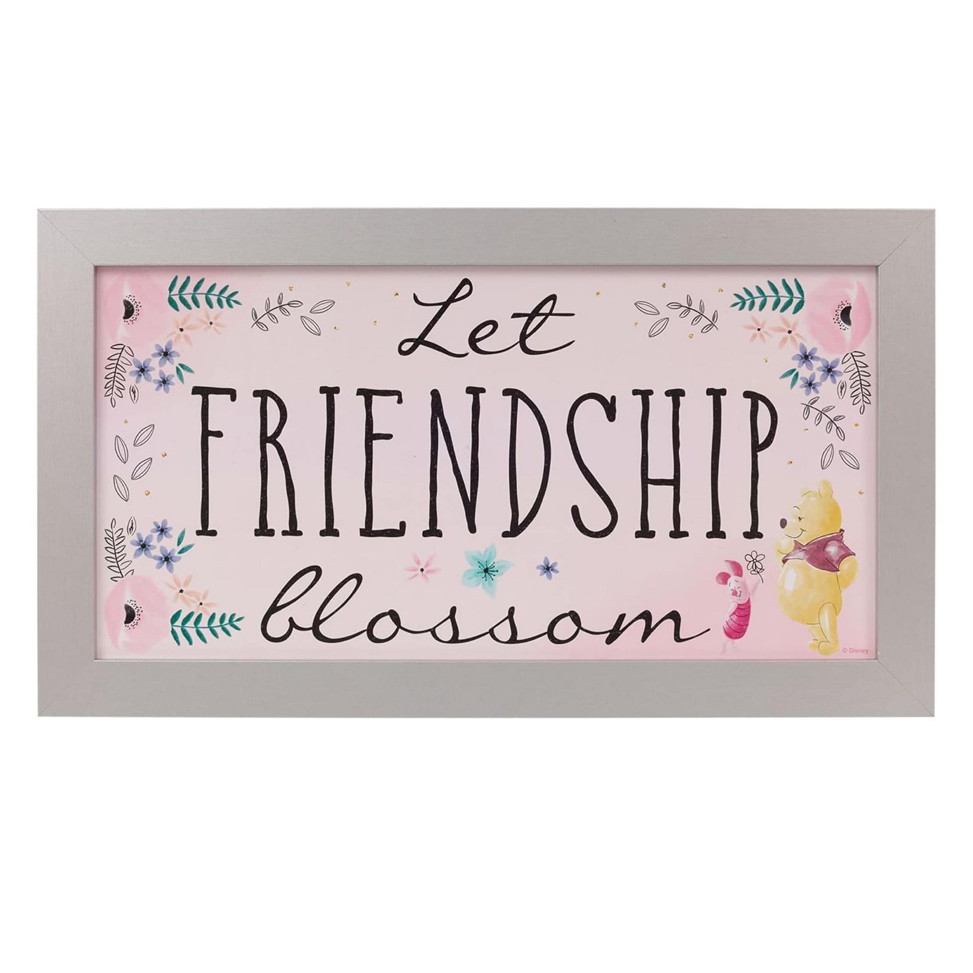Silver Buffalo Disney Winnie The Pooh "Let Frendship Blossom" 10 x 18 Inch Framed MDF Wall Art