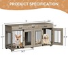 Double Dog Crate Furniture, 71 in  Indoor Wooden Dog Kennel with Removable Divider, 3 Drawers, for Medium Large Breeds, Brown+White - 2 of 4