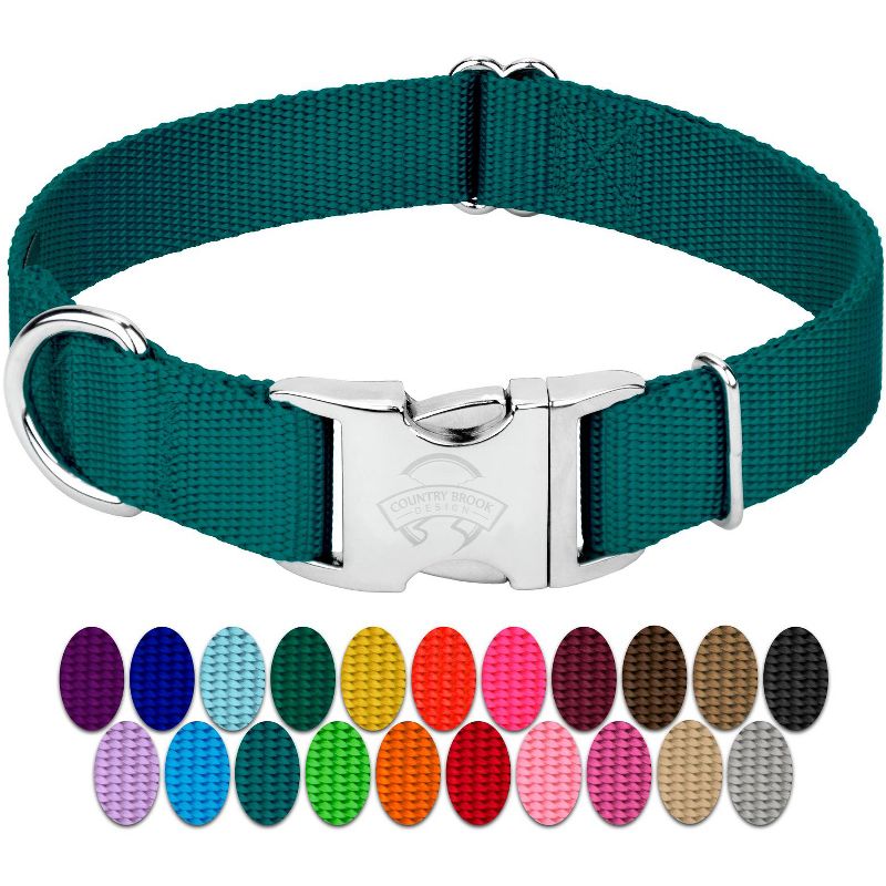 Country Brook Petz Premium Nylon Dog Collar with Metal Buckle for Small Medium Large Breeds - Vibrant 30+ Color Selection, 5 of 9