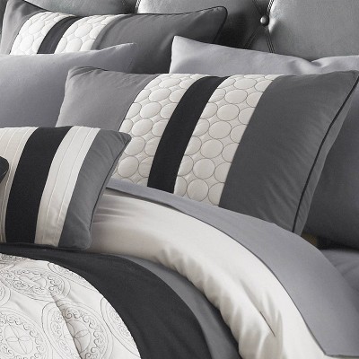 Elsie Gray and Black 7-Piece Queen Comforter Set
