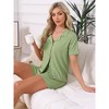 INSPIRE CHIC Women's 2 Pcs Lounge Set Button Down Short Sleeve Tops with Shorts Casual Pajama Sets - 3 of 4