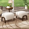 Modern Boucle Ottoman Footrest, White Upholstered Accent Footstool with Square Wooden Legs for Living Room, Bedroom, or Entryway-Tanpinhause - 2 of 4
