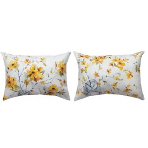 Manual Woodworkers & Weavers Happy Yellow Pillow – LAA Collection 18x13 inch - 1 of 3
