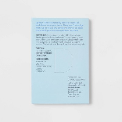 Oil Absorbing Sheets - 100ct - up&up™: Hypoallergenic, Face Use, Oily Skin, Wipe Form