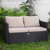 Barton 2 Person Madison Outdoor Patio Wicker Sofa Set Love Seat w/ Seat Cushion - 3 of 4