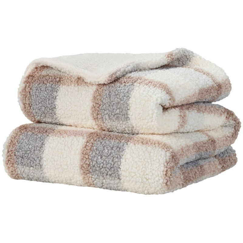 50"x60" Faux Fur Plaid Curly Indoor Throw Blanket - Mina Victory, 1 of 7