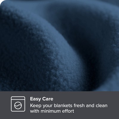 Dark Blue Lightweight Fleece Throw Blanket