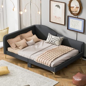YOOCOZZ Linen Upholstered Wood Daybed with Backrest and Armrest - 1 of 4