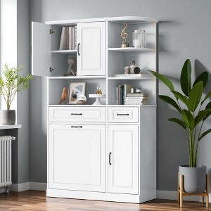 Mshliw Tall Freestanding Storage Cabinet with 3 Drawers & 3 Doors, Adjustable Shelves, Flip Drawer, MDF Organizer for Bathroom - 1 of 4