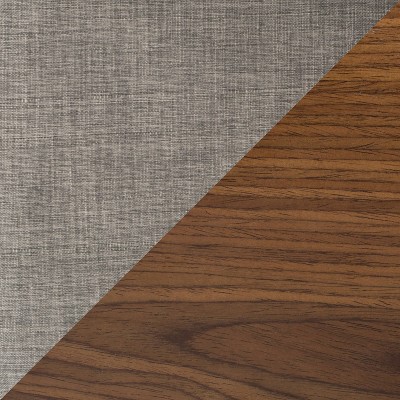 Cosini Walnut Wood and Gray Swivel Barstools with Chrome Footrest, Set of 2
