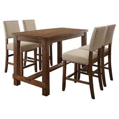 5pc Eliza Rustic Padded Counter Height Dining Set Natural - HOMES: Inside + Out