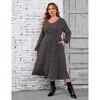 Women's Plus Size Sweater Dress Casual V Neck Long Sleeve Fall Winter Knit Dress with Pockets - 2 of 4