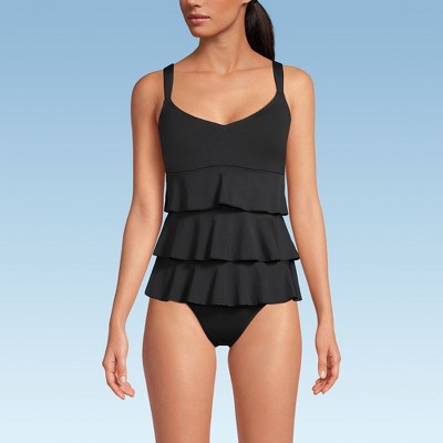 Lands' End Women's Smoothing Control Ruffle Fauxkini One Piece Swimsuit
