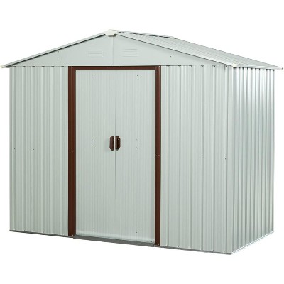 Acekool 8x4 FT Metal Outdoor Storage Shed, Sliding Lockable Door, 4 Vents, Aluminum Frame, White